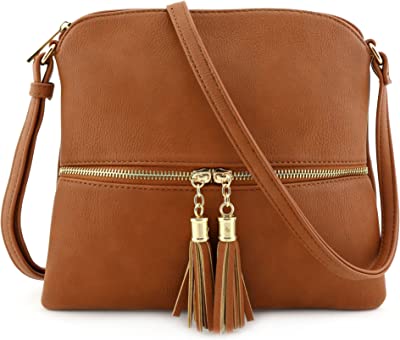 Lightweight Medium Crossbody Bag with Tassel