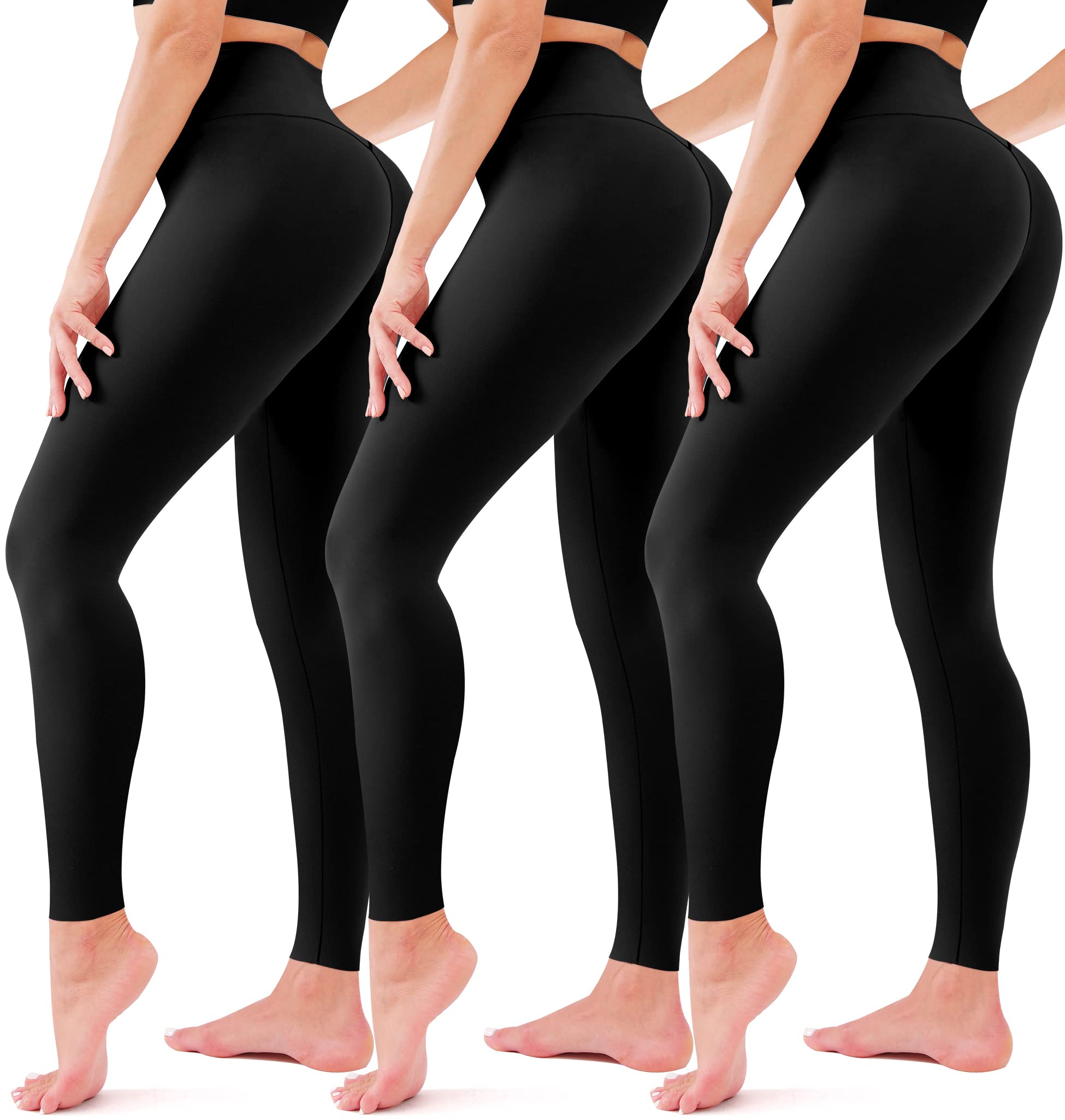 3 Pack Leggings for Women-No See-Through High Waisted Tummy Control Yoga Pants Workout Running Legging