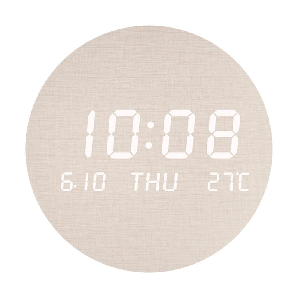 XXXDXDP Wooden Led LED Digital Clock Luminous Silent Temperature Nordic Watch Wall Mounted Clocks Home (Color : D, Size : 19.5x19.5cm)