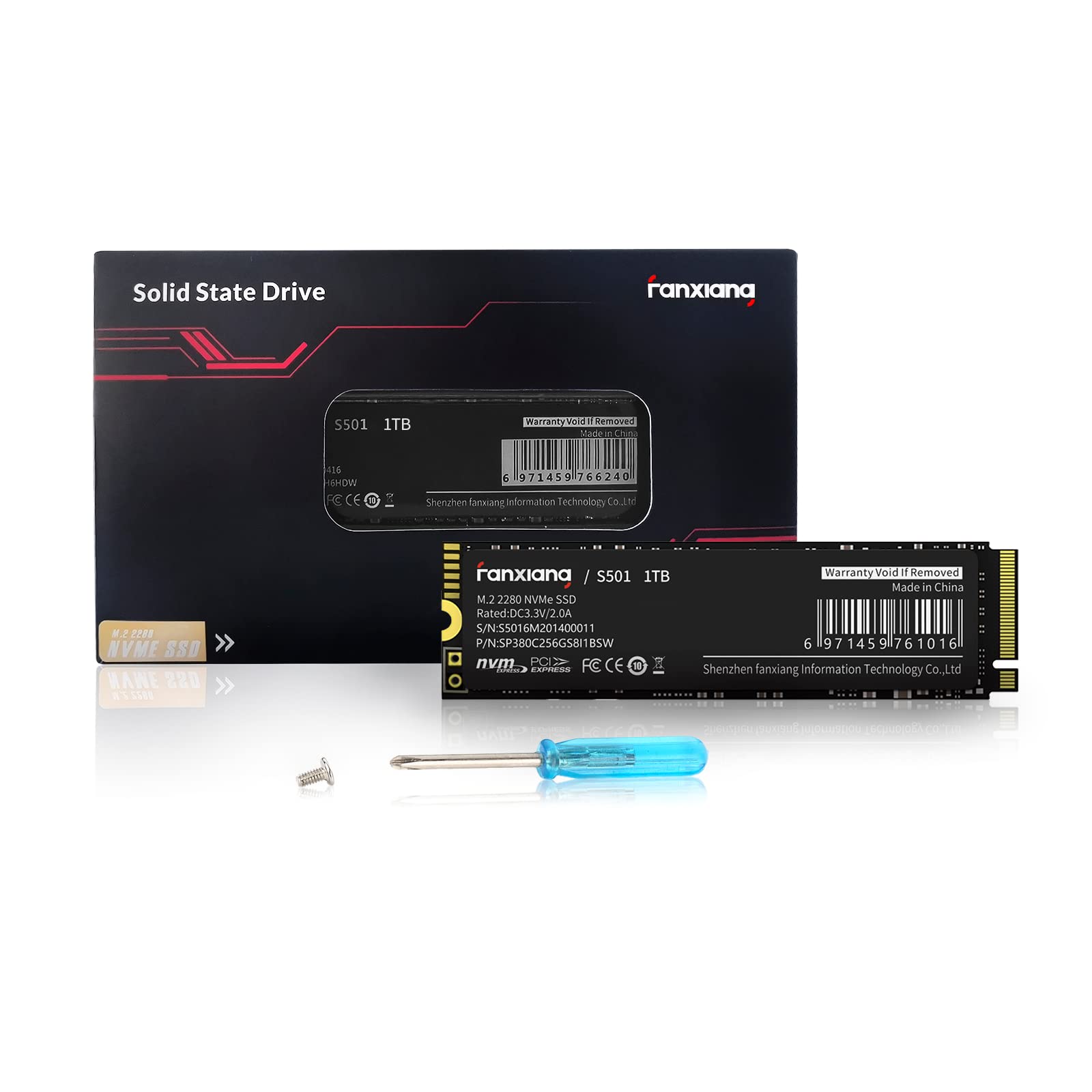 fanxiang S501 1TB NVMe SSD 3D NAND 1.3 PCIe Gen3x4 M.2 2280 Internal Solid State Drive (Read/Write Speed up to 2,150/1,850 MB/s) Compatible with Laptop & PC Desktop