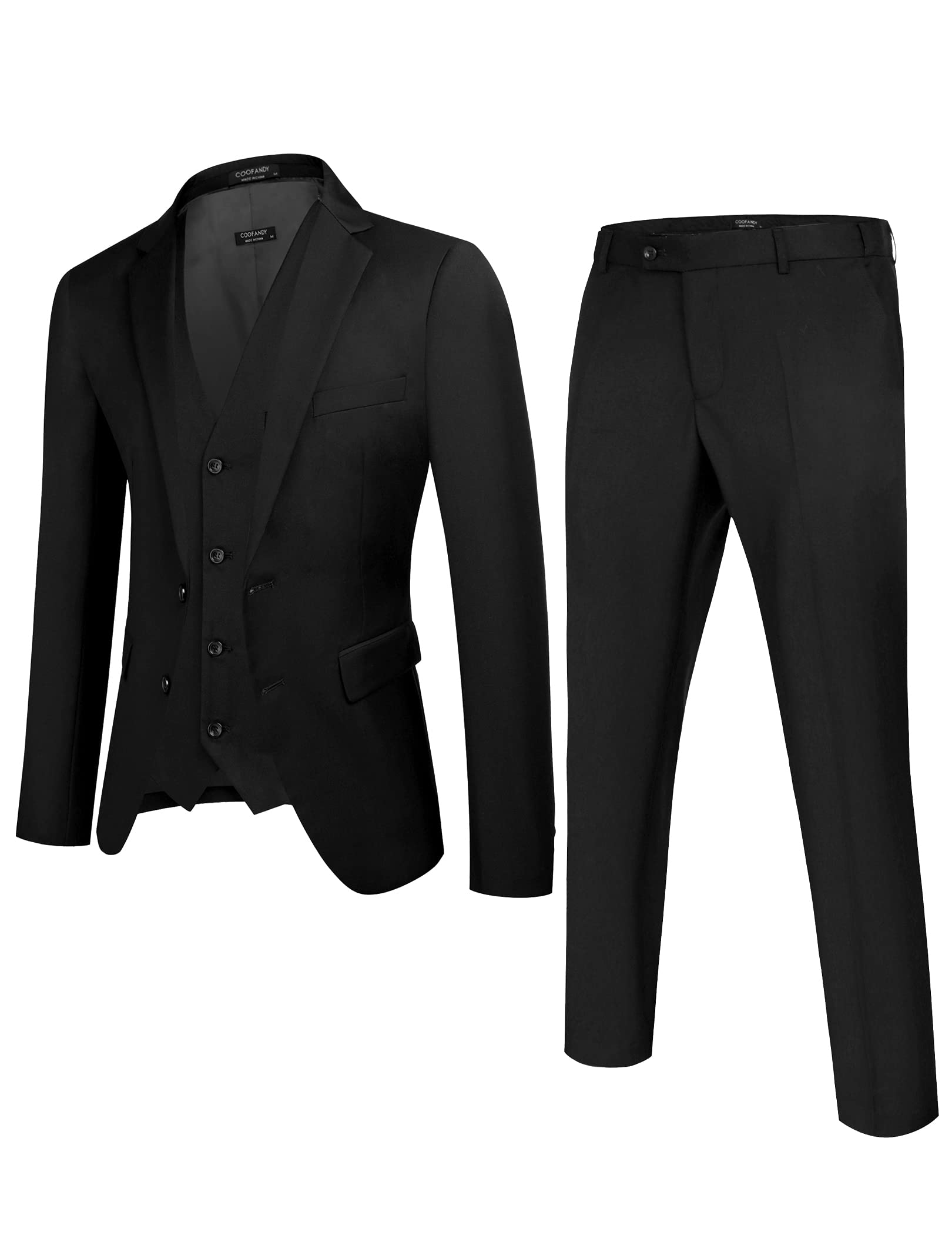 Mens Suits Slim Fit, 3 Piece Suits for Wedding Business Party, Two Button Solid Blazer Jacket Vest Pants