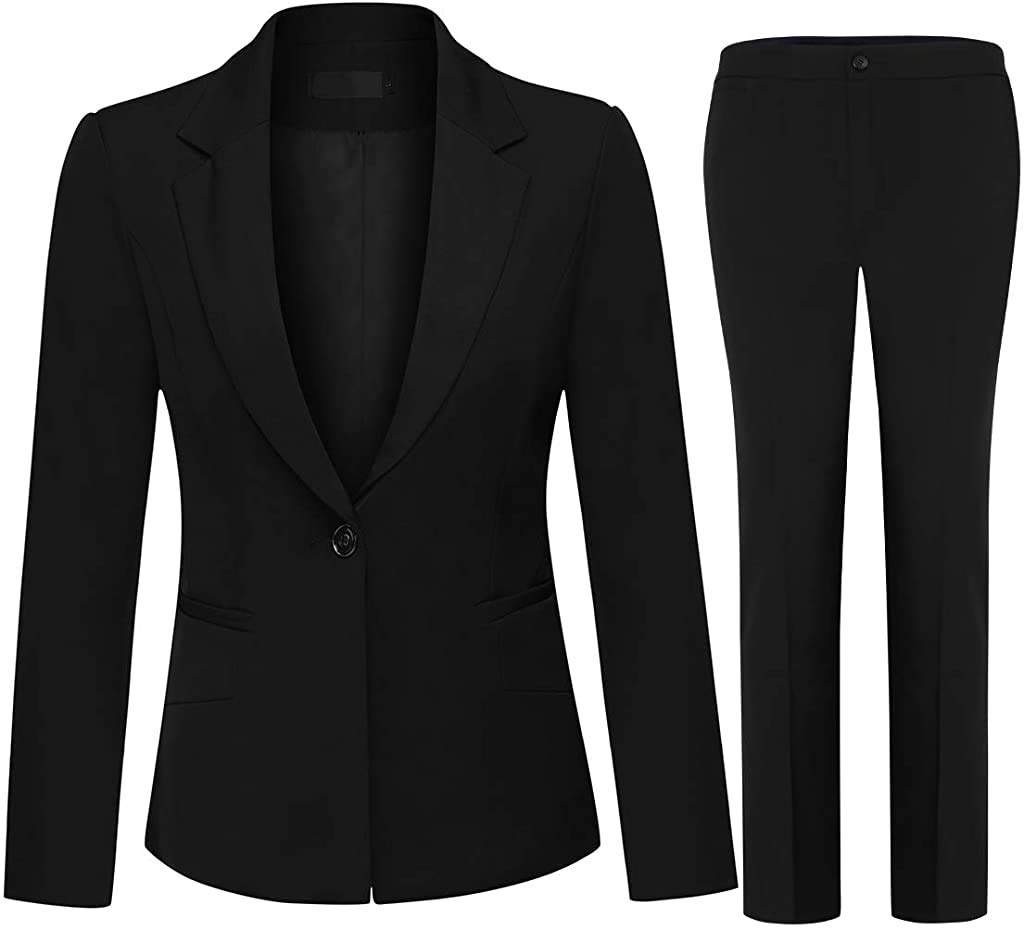 Women's 2 Piece Office Lady Business Suit Set Slim Fit Blazer Pant