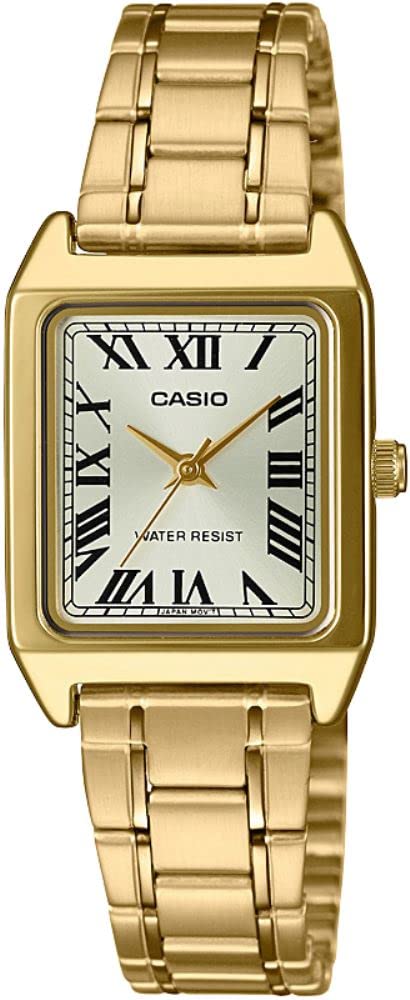 LTP-V007G-9B Women's Rectangular Gold Tone Stainless Steel Roman Gold Dial Dress Watch