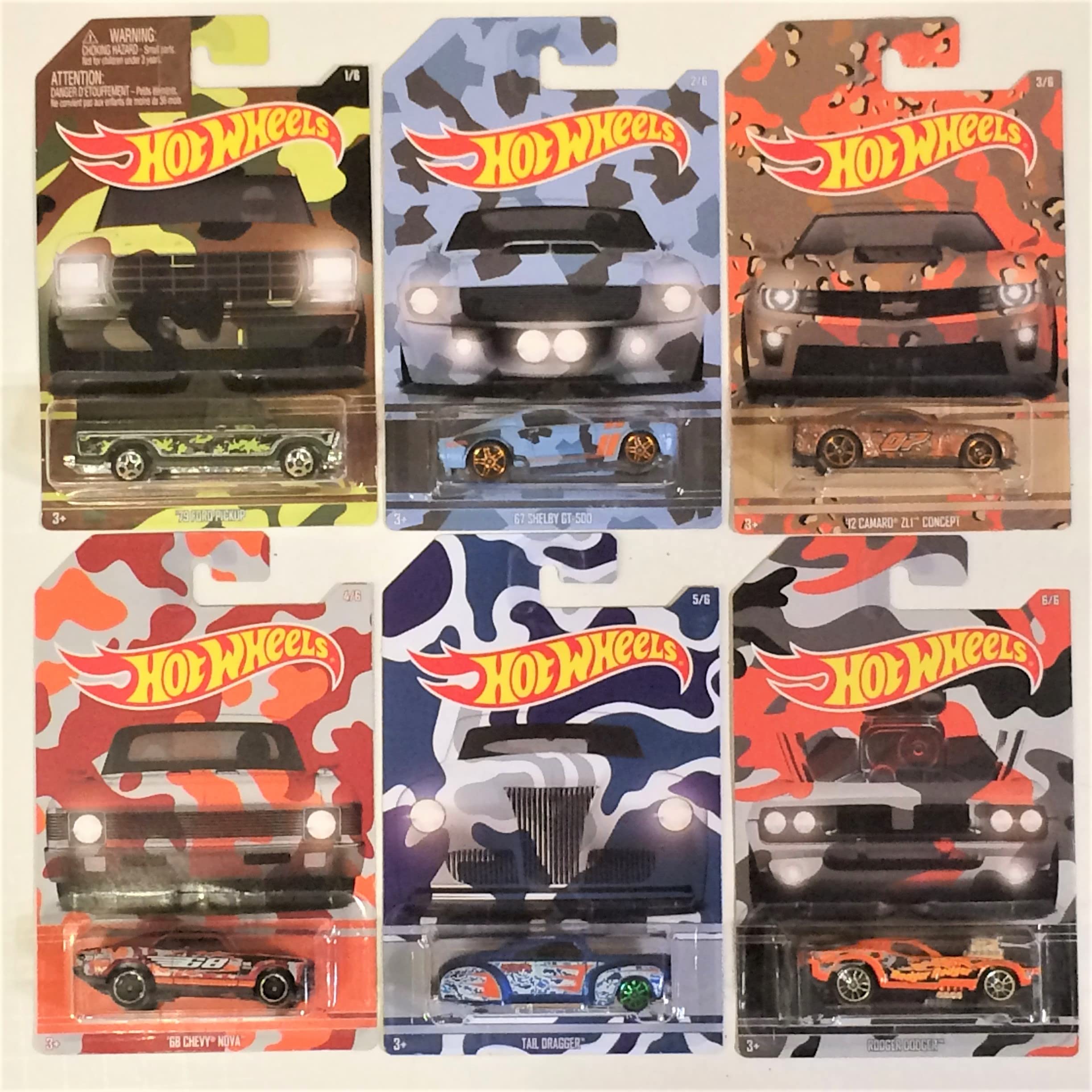 Hot Wheels Exclusive Camouflage Complete Set of 6 Diecast Vehicles