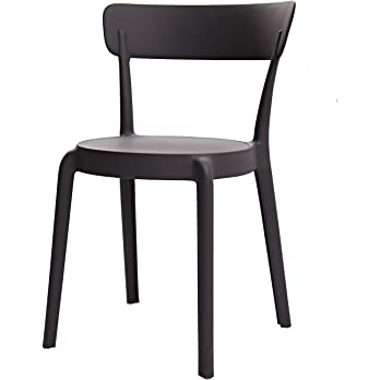           Basics Dark Grey, Armless Bistro Dining Chair-Set of 2, Premium Plastic        