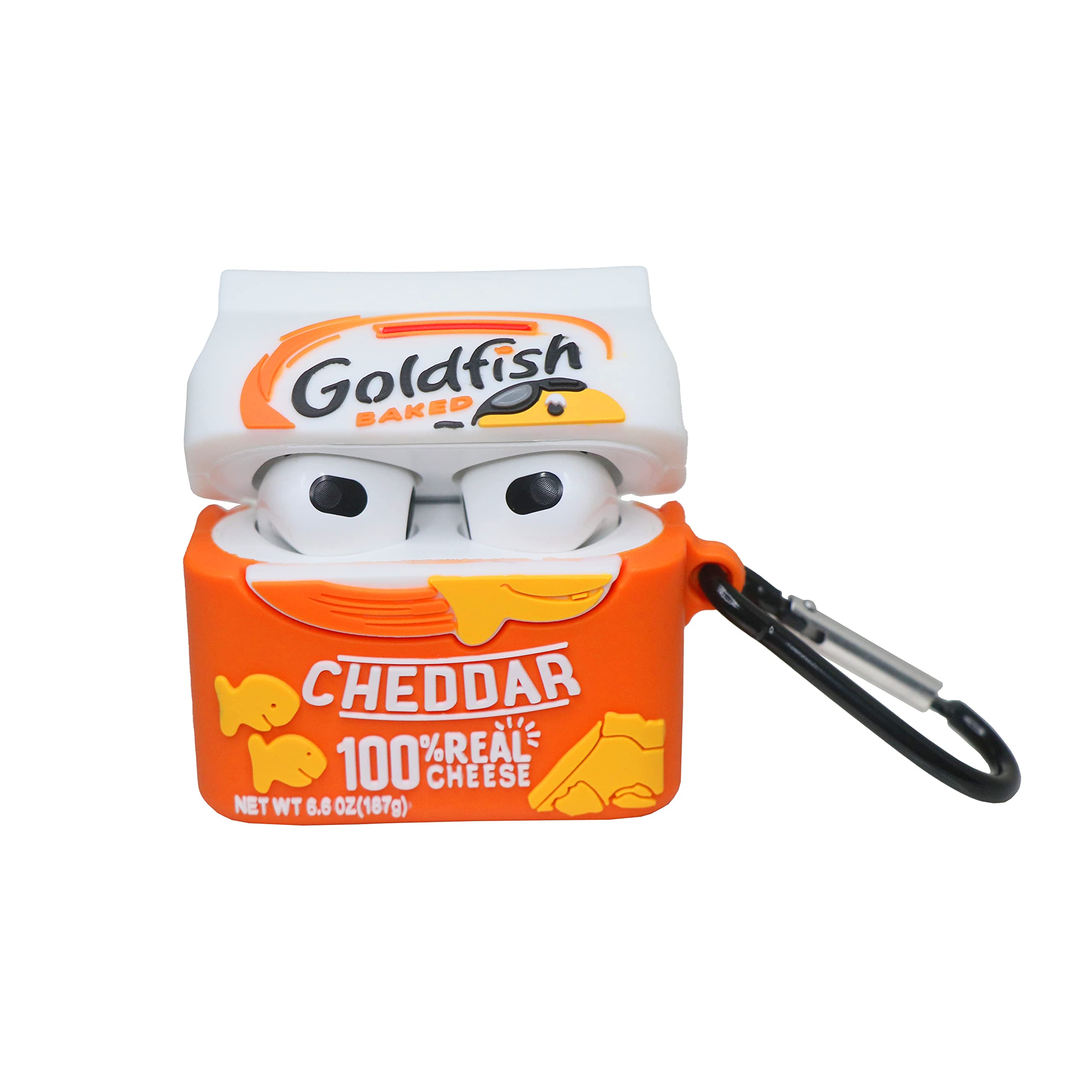 Airpod 3 case 2021 New Food Box Design, 3D Keychain Protective Cover, Airpod 3 case Suitable for Young Boys and Girls Airpods case (Small Fish Bag)