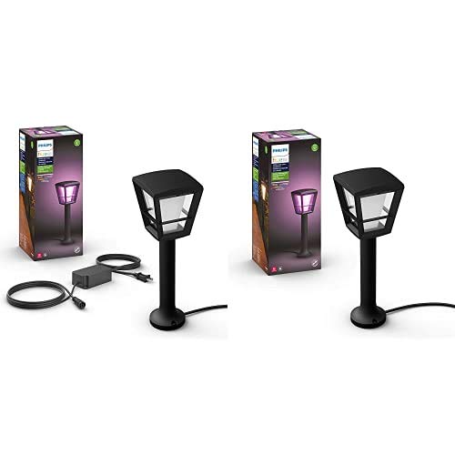 Philips Hue Outdoor Smart Bundle – (2 Econic Pathway Lights, 40W Power Supply, Extension Cord), Hub Required, Compatible with Alexa & Google Assistant