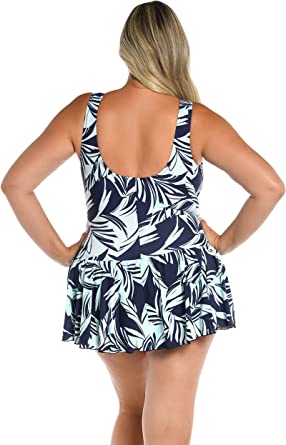          Maxine Of Hollywood Women's Seam Front Swim Dress One Piece Swimsuit        