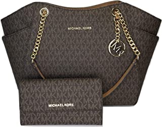MICHAEL Michael Kors Jet Set Travel Large Chain Shoulder Tote bundled with Michael Kors Jet Set Travel Trifold Wallet
