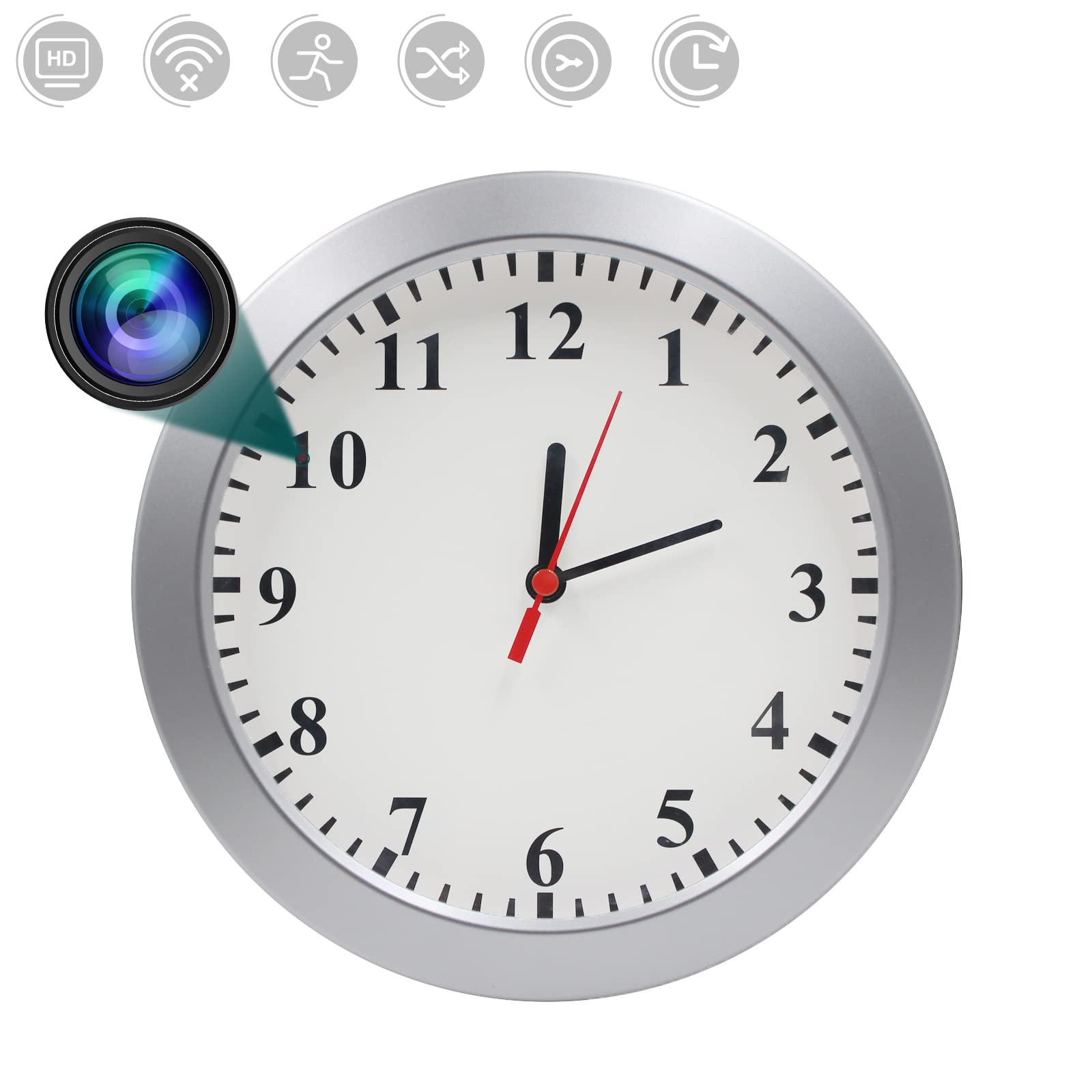 XCOUI Hidden Camera Clock, 1080P HD Security Spy Camera with Motion Detection Loop Recording, Indoor Mini Camera Wall Clock for Home Office Nanny