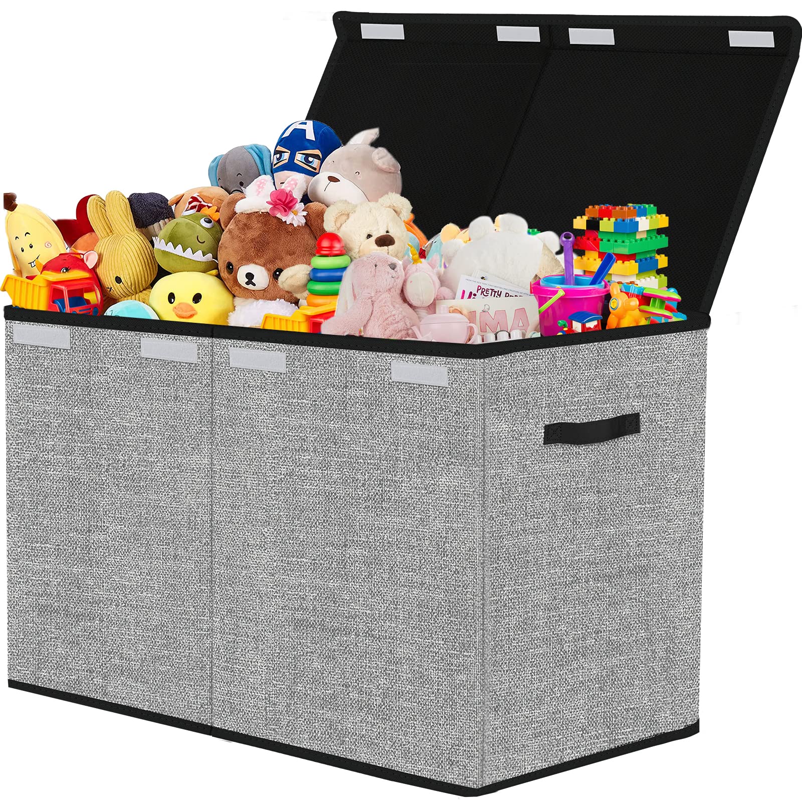 JAYSDAYLY Large Toy Box Storage with Lids,Collapsible Toy Chest Organizer Moving Boxes for Boys,Girls,Nursery,Playroom,Pantry 24.5 * 13 * 16 inches