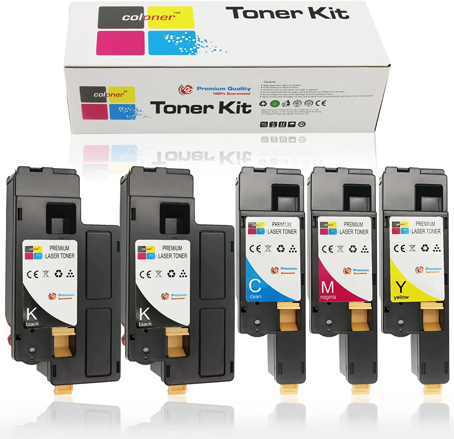         E525w Toner Cartridges Compatible Replacement for Dell E525W Toner Cartridges Dell E525W 525W E525 Printer Toner for 593-BBJX,593-BBJU,593-BBJV,593-BBJW-5 Pack:2X Black,1x Cyan,1 xMagenta,1xYe