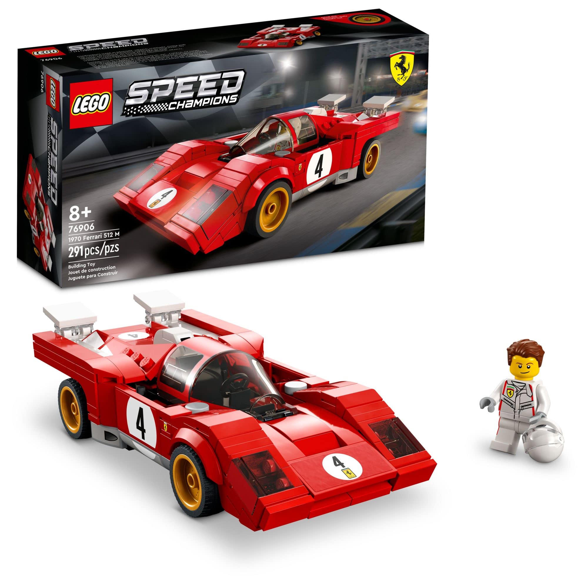 LEGO Speed Champions 1970 Ferrari 512 M 76906 Building Toy Set for Kids, Boys, and Girls Ages 8+ (291 Pieces)