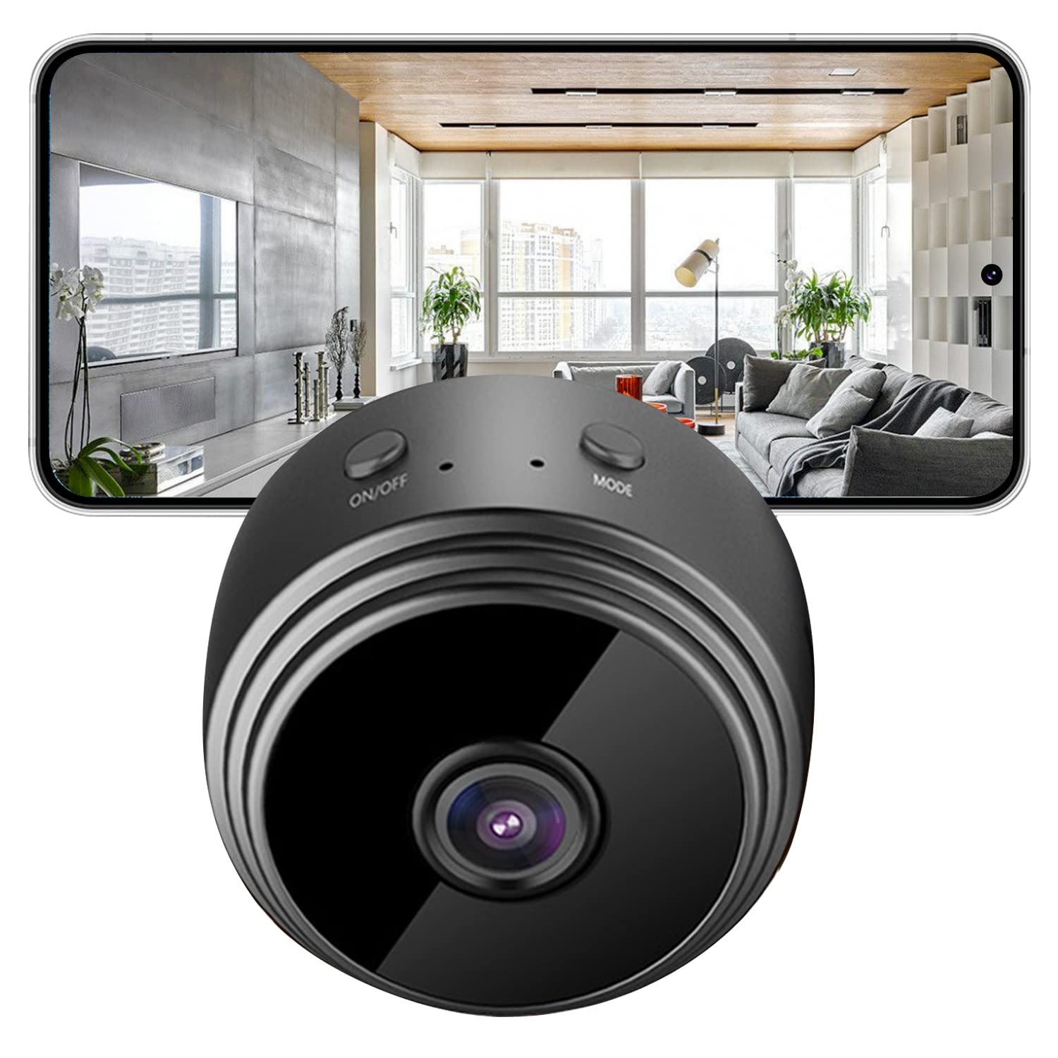 NIJAMS Security Camera Indoor, 150° View Wireless Camera for Home and Office, 1080P Surveillance Camera with Motion Detection and Night Vision