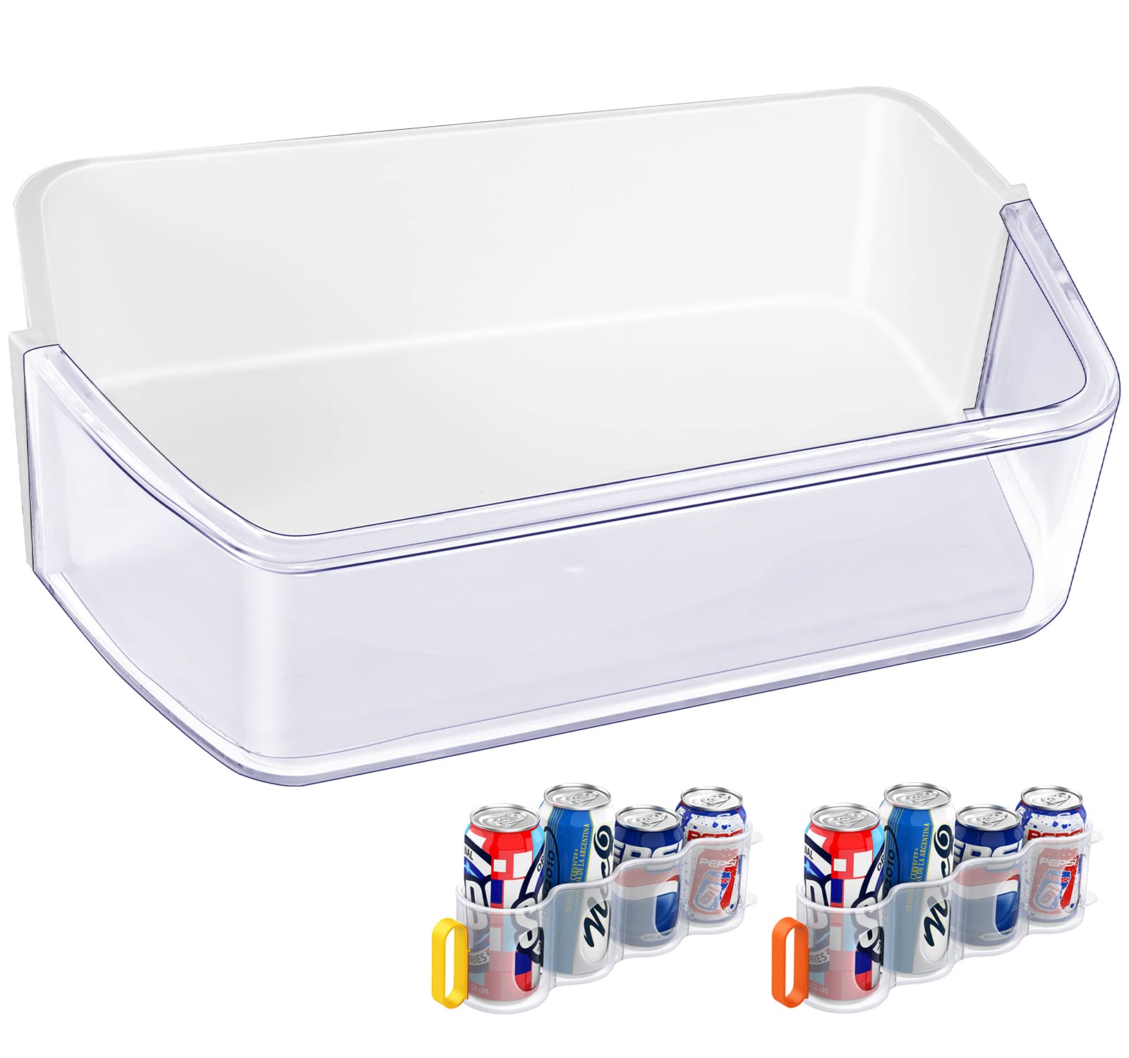 Upgraded DA97-12657A Refrigerator Door Shelf Basket Bin (LEFT) Replacement for Samsung RF260BEAESR, RF261BEAESR,RF262BEAESR Door Shelf Shelves NO.PS4176661,DA63-06867,AP5621270, With 2 Soda Organizer