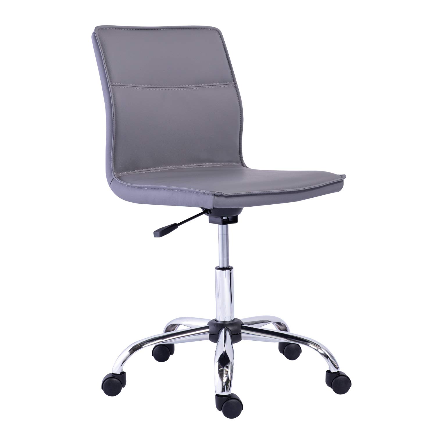 Amazon Basics Modern Armless Office Desk Chair - Height Adjustable, 360-Degree Swivel, 275Lb Capacity - Gray/Chrome