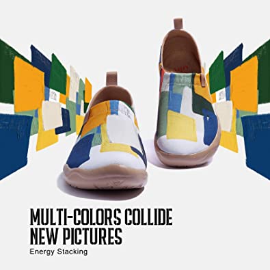          UIN Men's Loafers Painted Travel Shoes Slip On Walking Casual Lightweight Comfort Fashion Sneaker ToledoⅠColor & Geometry        