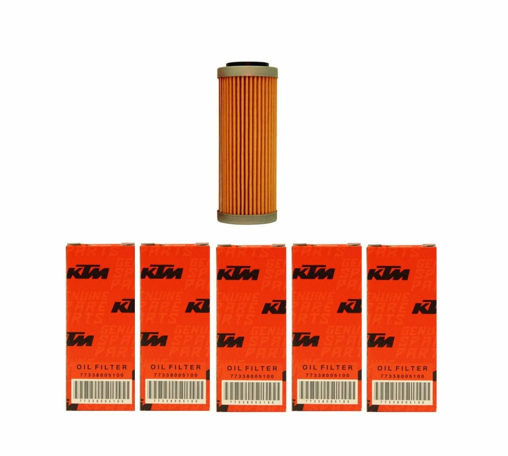 NEW OEM KTM OIL FILTERS 5 PACK 350 400 450 500 530 EXC-F SX-F XC-F XCF-W FACT. ED 2008-2018 5X 77338005100