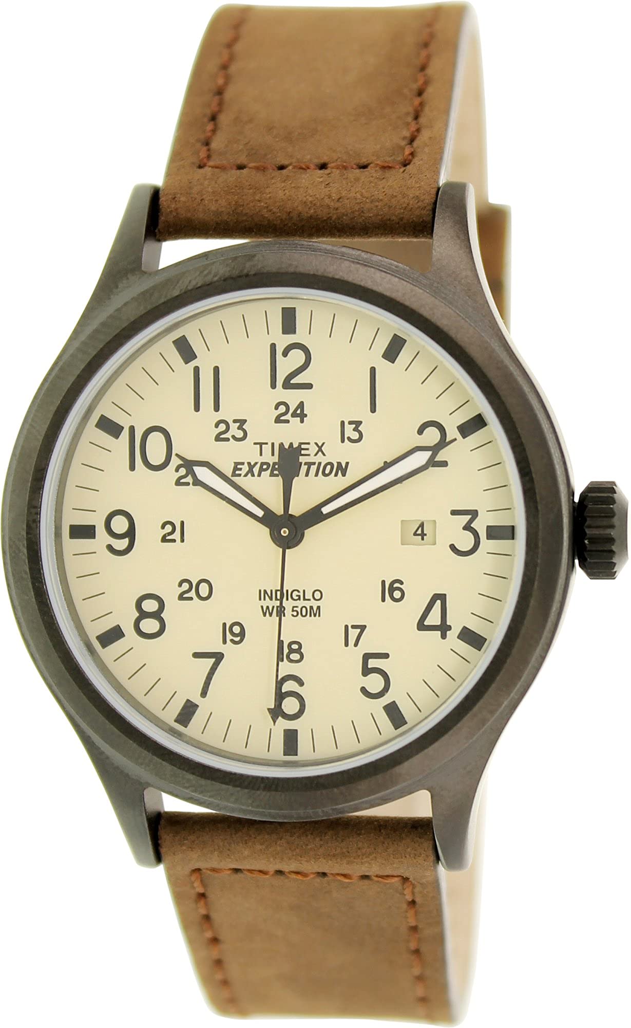 Men's Expedition T49963 Brown Leather Analog Quartz Dress Watch