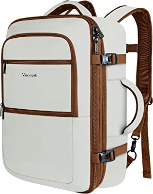 Travel Bags for Women Carry on,Large Travel Backpack Airline Approved, Expandable Weekender Daypack Overnight Suitcase Backpack, Rucksack Luggage for International Flight Traveling Hiking, Beige