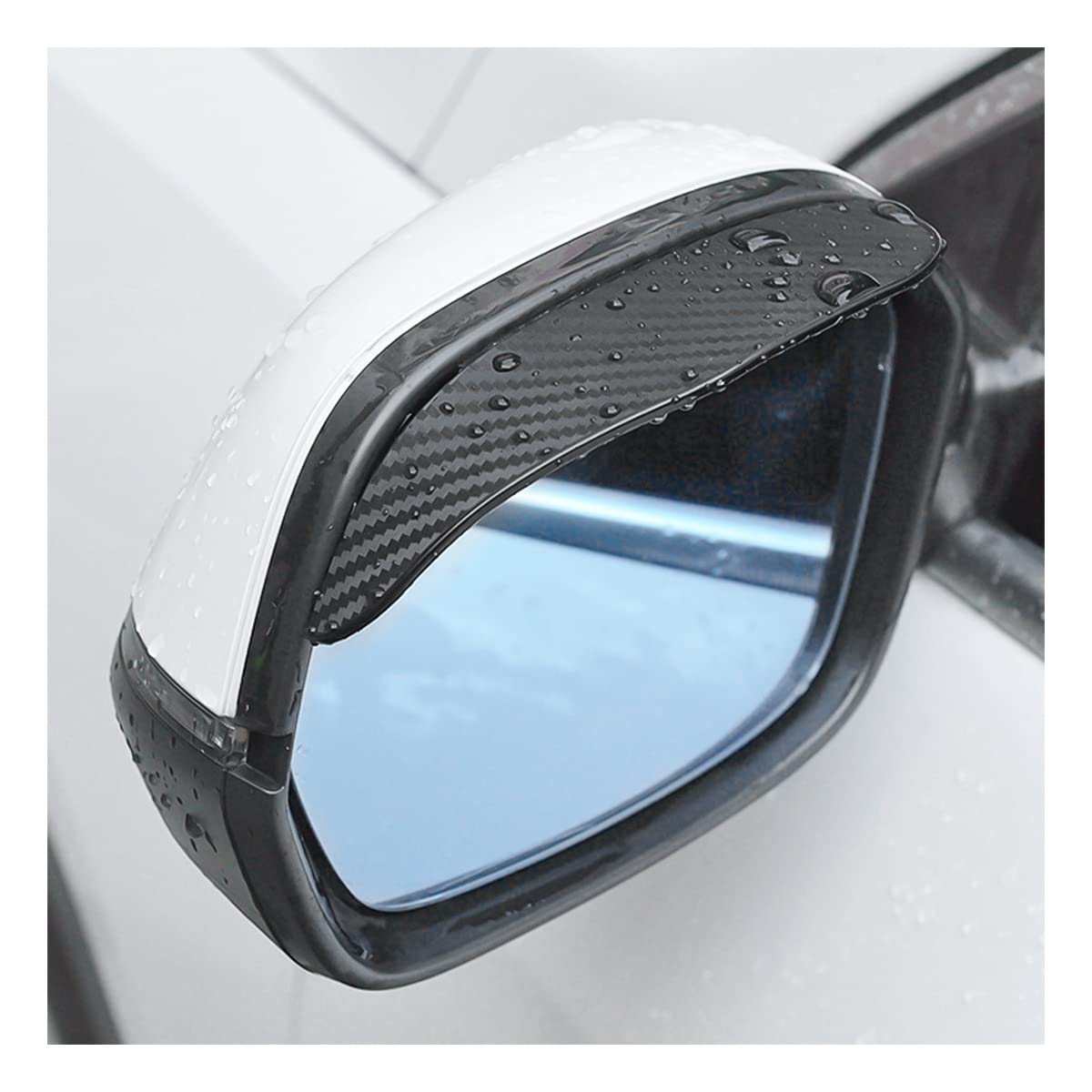 2PCS Car Rear View Mirror Rain Visor Guard, Carbon Fiber Car Side Mirror Rain Eyebrow, Waterproof Auto Mirror Rain Visor Smoke Guard, Universal for Cars, Truck and SUV (Black)