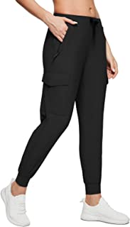 Women's Joggers Lightweight Hiking Pants Zipper Pockets High Waist Quick Dry Travel Camping UPF50+