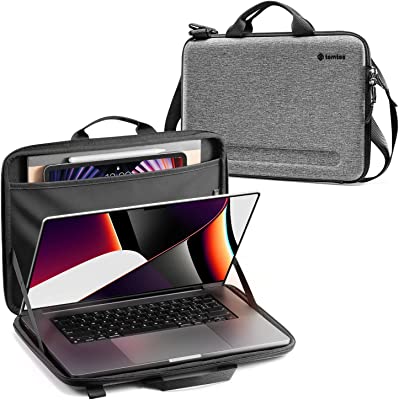 tomtoc Hardshell Laptop Shoulder Bag for 16-inch New MacBook Pro M2/M1 Pro/Max A2780 A2485 A2141 2023-2019, Organized Protective Hard Case with Tablet Pocket for Up to 12.9 Inch iPad Pro