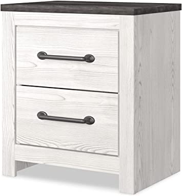          Signature Design by Ashley Gerridan Coastal Two Drawer Nightstand, White/Gray        
