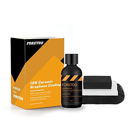 FORETOO 10H Ceramic Graphene Coating,Upgraded Graphene UV Technology High Gloss Anti-Scartch Easy to Use,Stronger Than Car Wax,Use for All Car,Boat,Truck,RV Motorcycle 60ML 7 Years Warranty