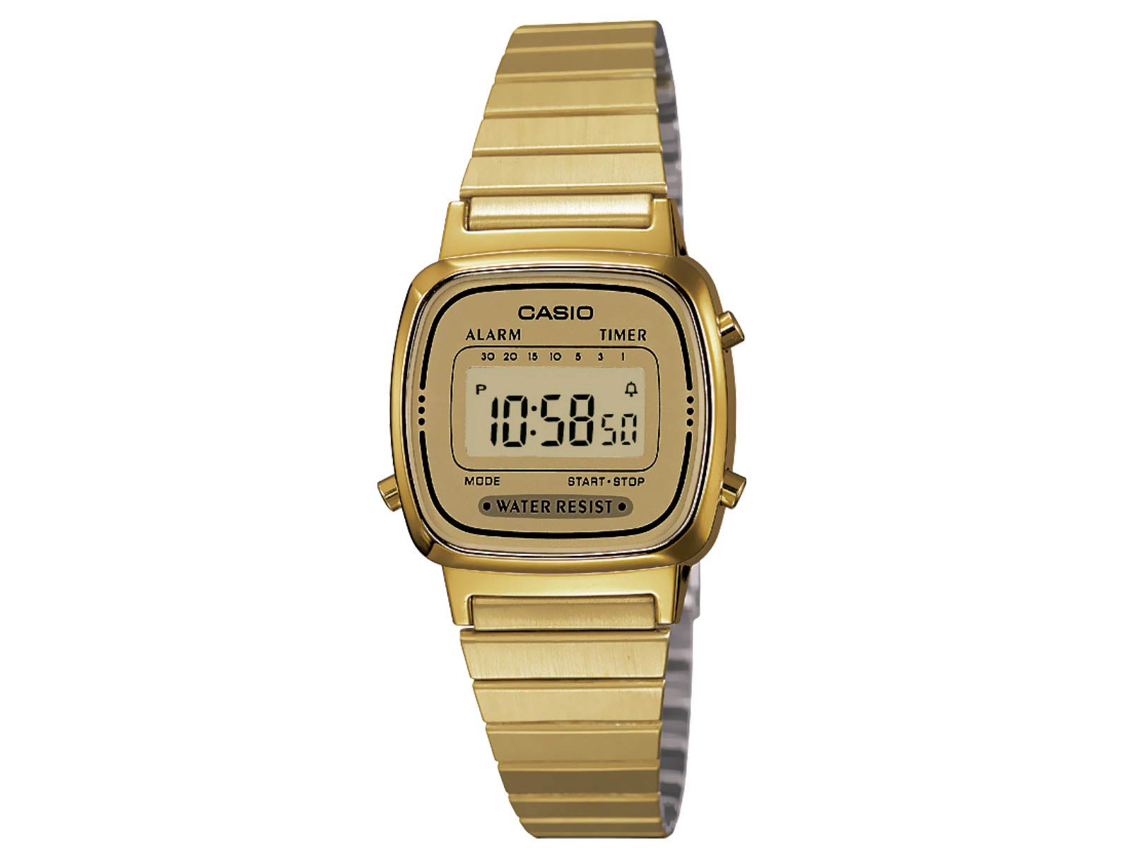 Women's LA670WGA-9 Gold Stainless-Steel Quartz Watch with Digital Dial