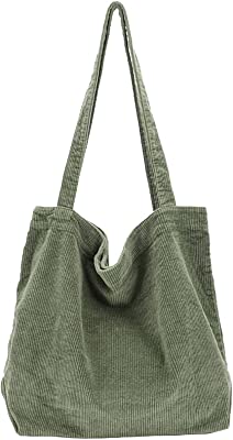 Corduroy Tote Bag for Women Girl Canvas Shoulder Handbags Cute Large Purse