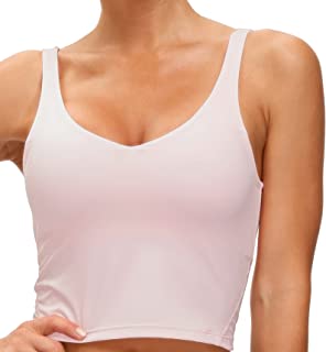 Women’s Longline Sports Bra Wirefree Padded Medium Support Yoga Bras Gym Running Workout Tank Tops