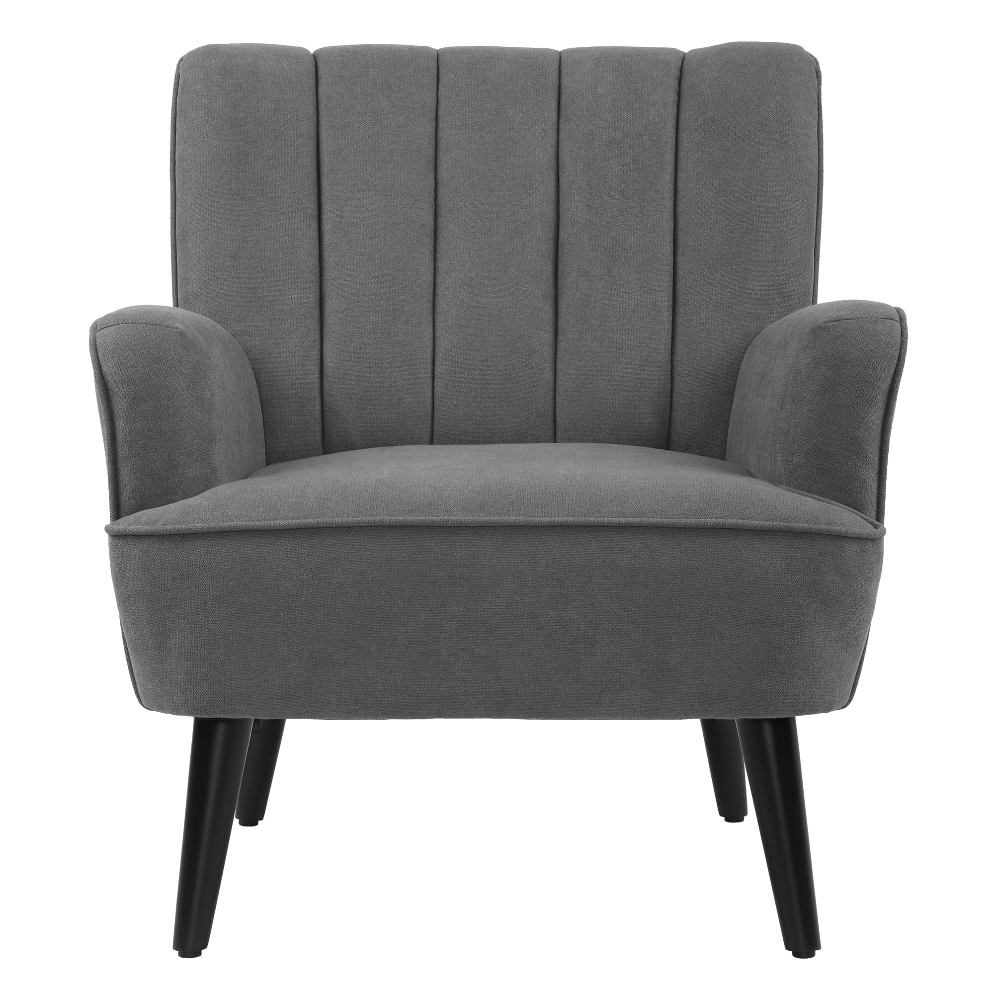 LSSPAID Accent Chairs, Fabric Upholstered Armchairs, Mid Century Modern Accent Chair, Wooden Living Room Chairs, Single Sofa, Grey, Set of 1