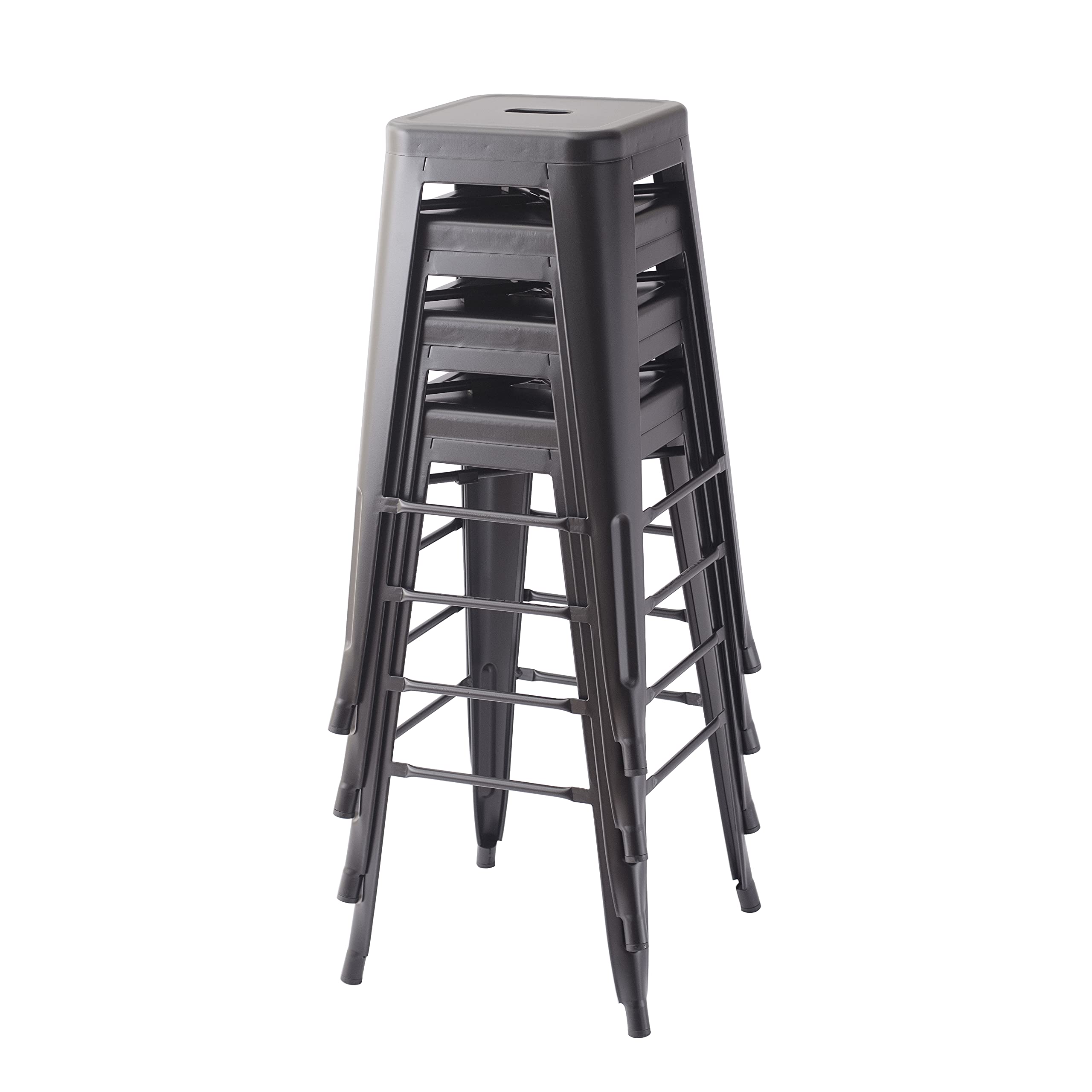 Amazon Basics Metal Bar Stools - 30-Inch, Set of 4, Black