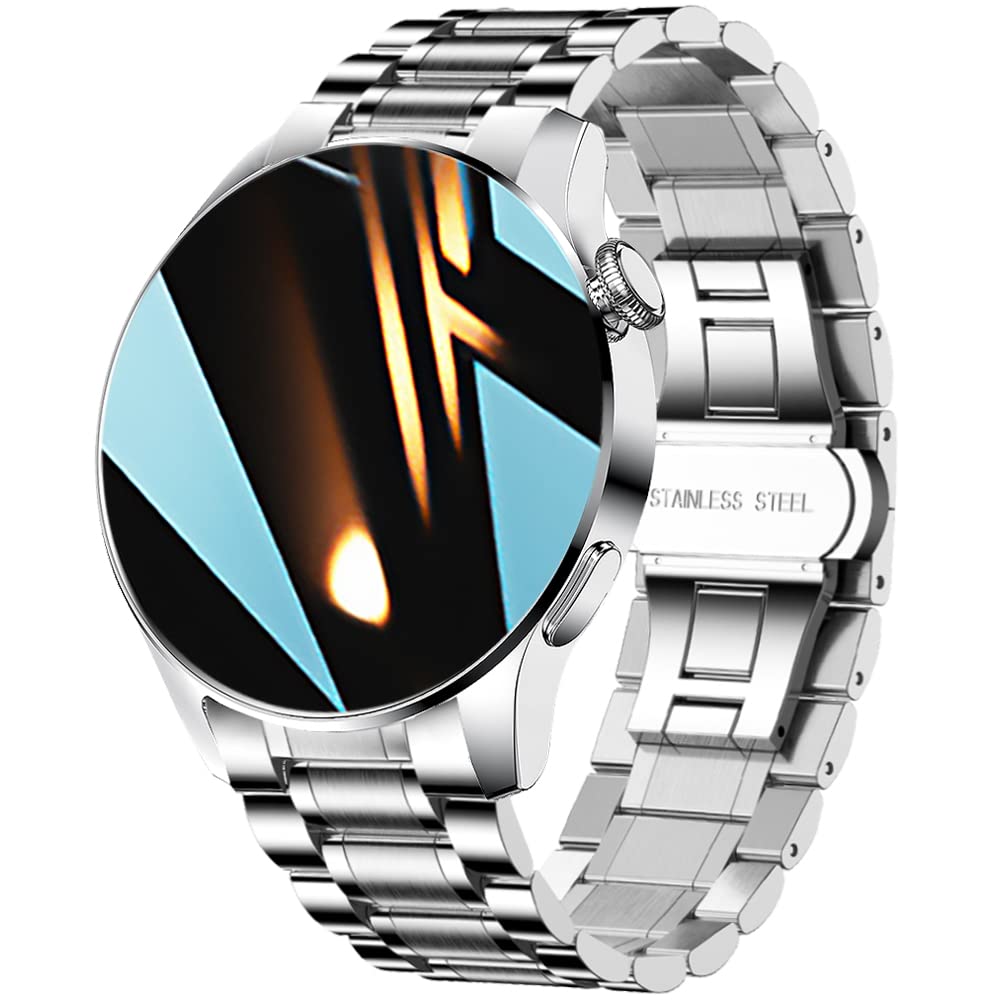 FILIEKEU Bluetooth Calls Smart Watch Men Women Heart Rate Sleep Monitor Steps IP67 Waterproof Sport Fitness Tracker 1.3''Touch Screen Fasion Black Stainless Steel Smart Watches for Android iOS