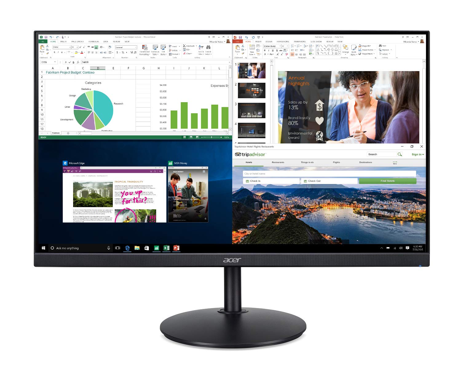 Acer CB272 bmiprx 27" Full HD (1920 x 1080) IPS Zero Frame Professional Home Office Monitor with AMD Radeon Free Sync, Height Adjustable Stand with Tilt & Pivot | Display, HDMI & VGA ports, Speakers
