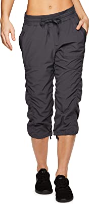 Active Women's Fashion Lightweight Stretch Woven Body Skimming Drawstring Capri Pant