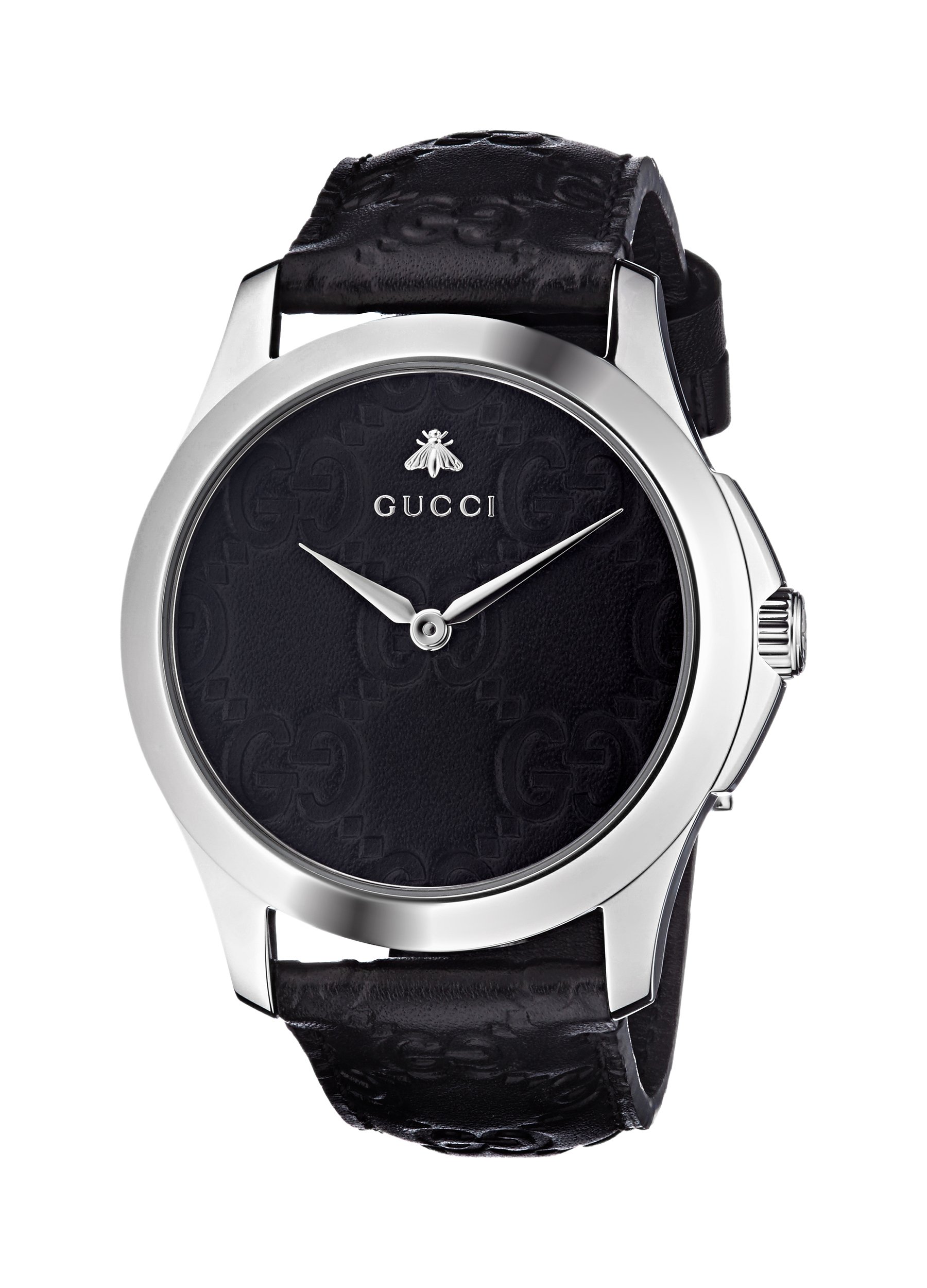 Quartz Stainless Steel and Leather Casual Black Watch (Model: YA1264031)