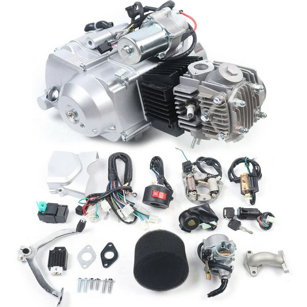 125cc Go Kart Engine 3 Speed Electric Start Semi-Auto Motor Engine w/Reverse for ATV Go Kart Quad Dirt Bike