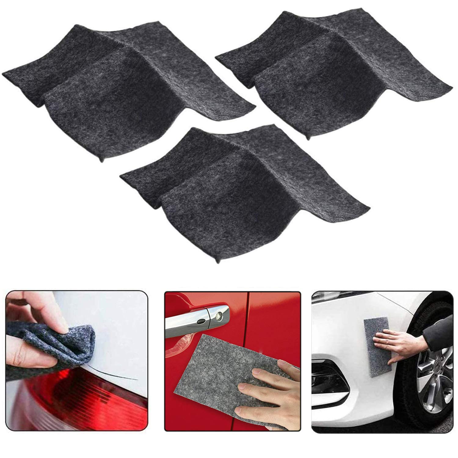 3PCS Nano Sparkle Cloth for Car Scratches, Nano Magic Repairing Scratches, Multipurpose Car Cleaning Paint, Surface Polishing, Water Spot, Rust and Scratch Remover (3Pack)