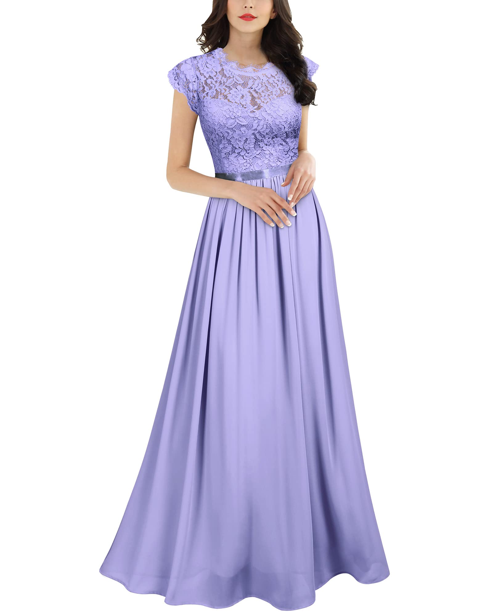 Women's Formal Floral Lace Evening Party Maxi Dress