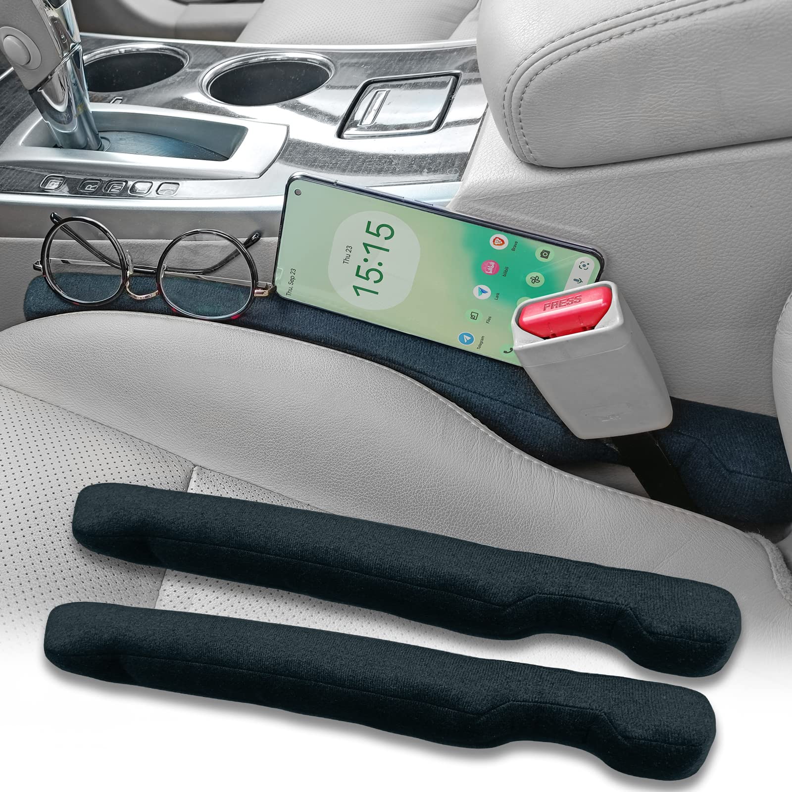 Happyworker Car Seat Gap Filler Universal Fit Organizer Stop Things from Dropping Under Pack of 2