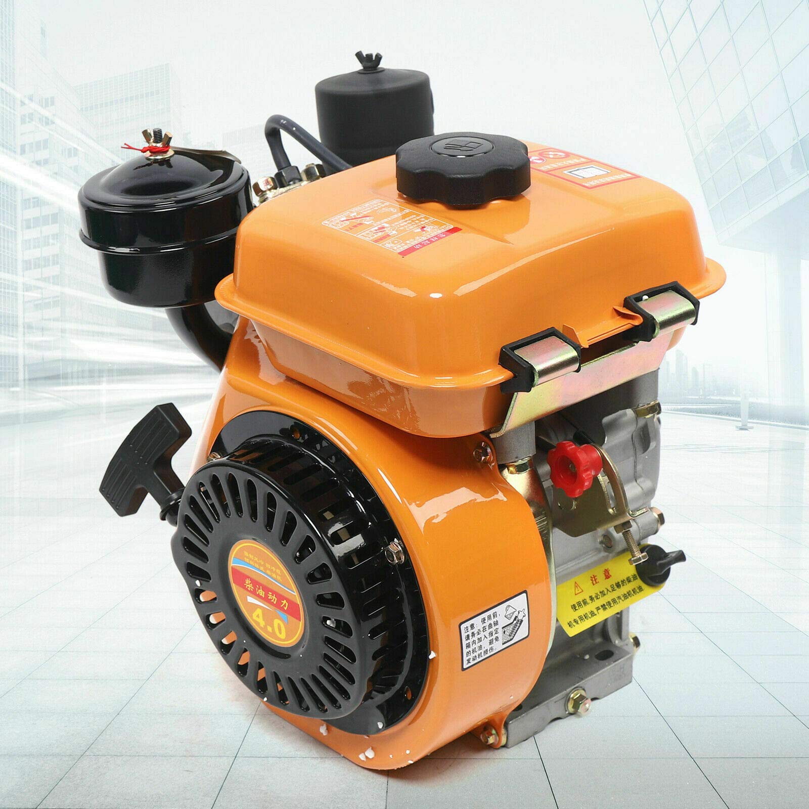 Diesel Engine Single Cylinder Forced Air Cooling for Agricultural & Marine Use, Air-cooling Vortex Combustion US STOCK (Model 1)