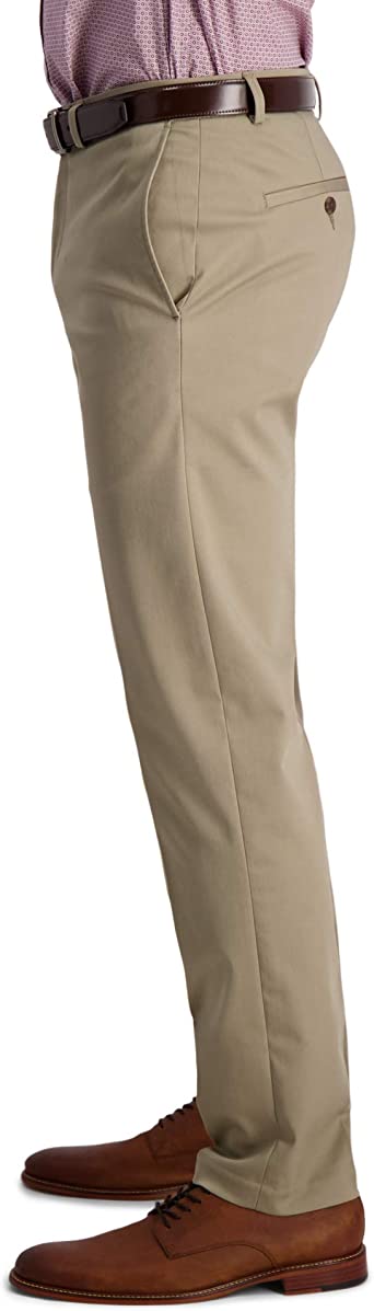          Haggar Men's Iron Free Premium Khaki Straight Fit Flat Front Flex Waist Casual Pant        