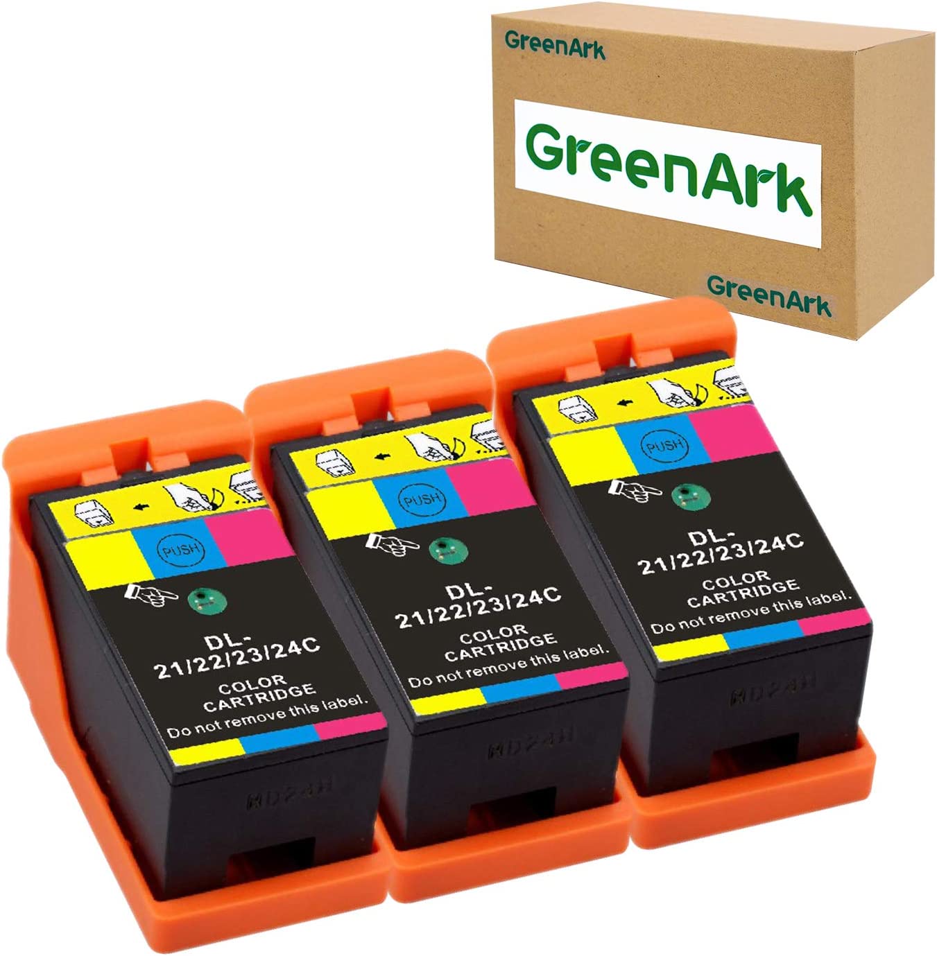         GREENARK Compatible for Dell Series 21 Color Ink Cartridges Use for Dell V313w V515w P513w V715w P713w Printers 3 Pack Color for Dell Series 21, Series 22, Series 23, Series 24 Ink Cartridges 