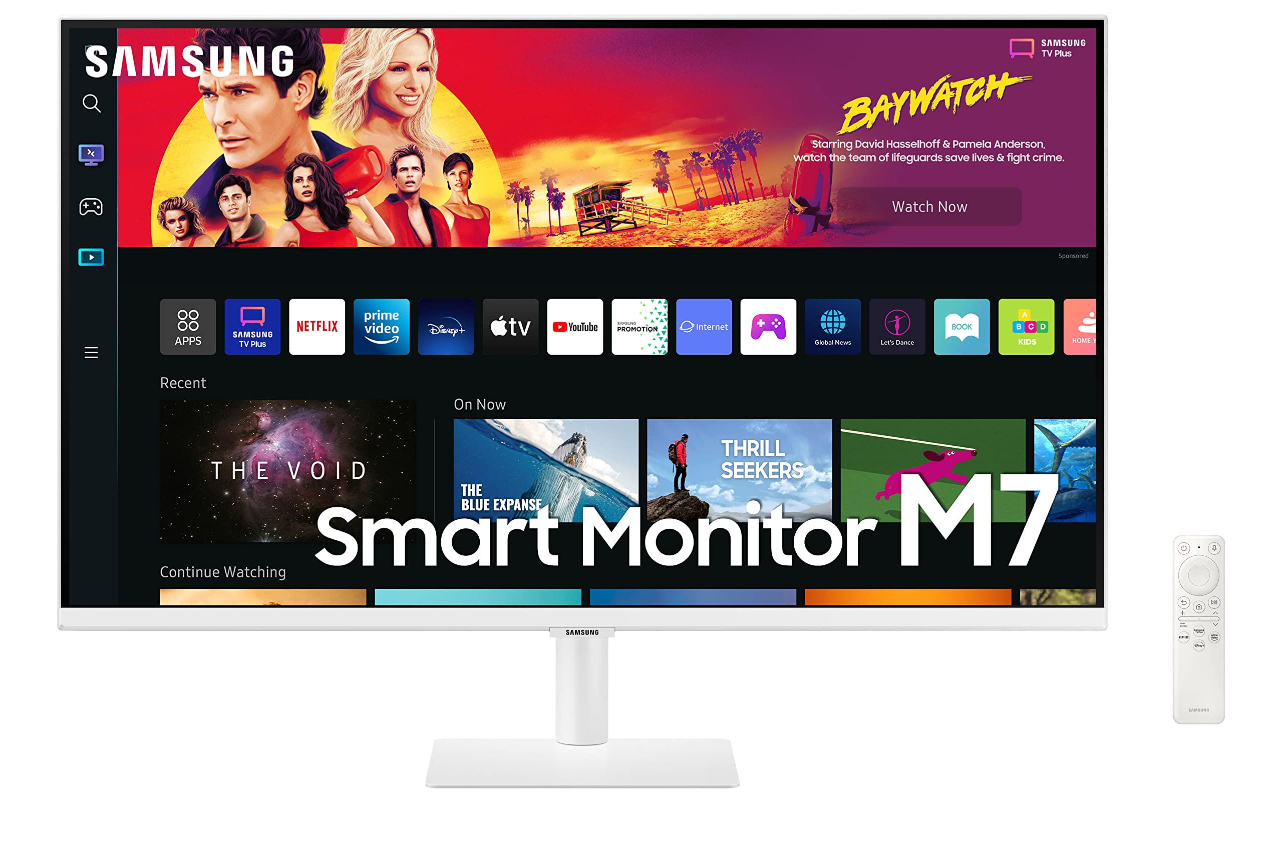 SAMSUNG 32" M70B Series 4K UHD USB-C Smart Monitor & Streaming TV, 4ms, 60Hz, HDR10, Wireless Display, Slimfit Camera, Gaming and IoT Hubs, Alexa Built in, 2022, LS32BM703UNXZA, White