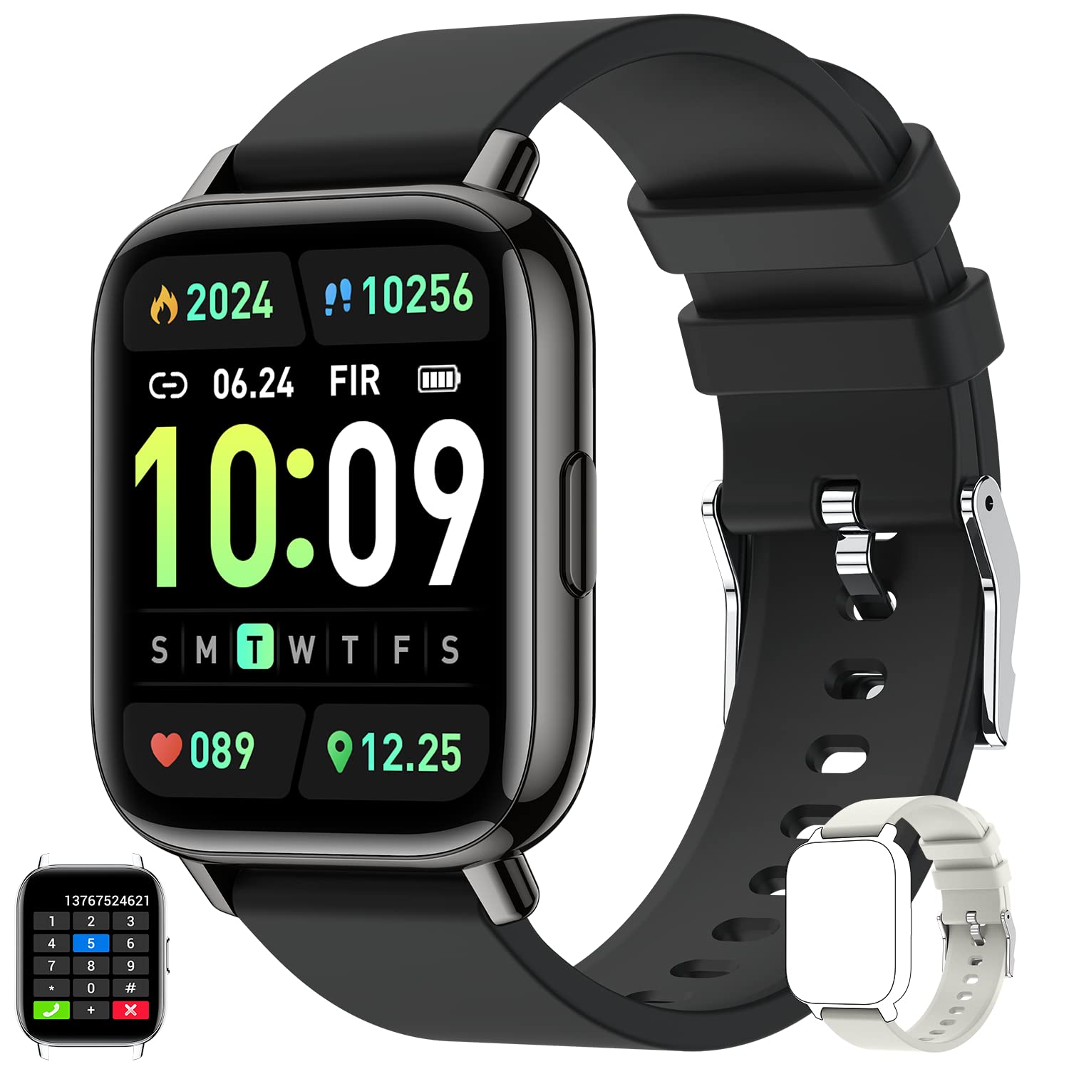 Smart Watch for Men Women Fitness: (Make/Answer Call) Bluetooth Smartwatch for Android Phone iPhone Waterproof Run Sport Digital Watches Blood Pressure Heart Rate Monitor Step Counter Sleep Tracker