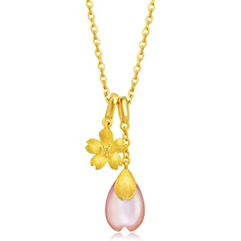          Chow Sang Sang 999 24K Solid Gold Mother of Pearl Petals Pendant for Women 90321P [Not Include the Neckace]        