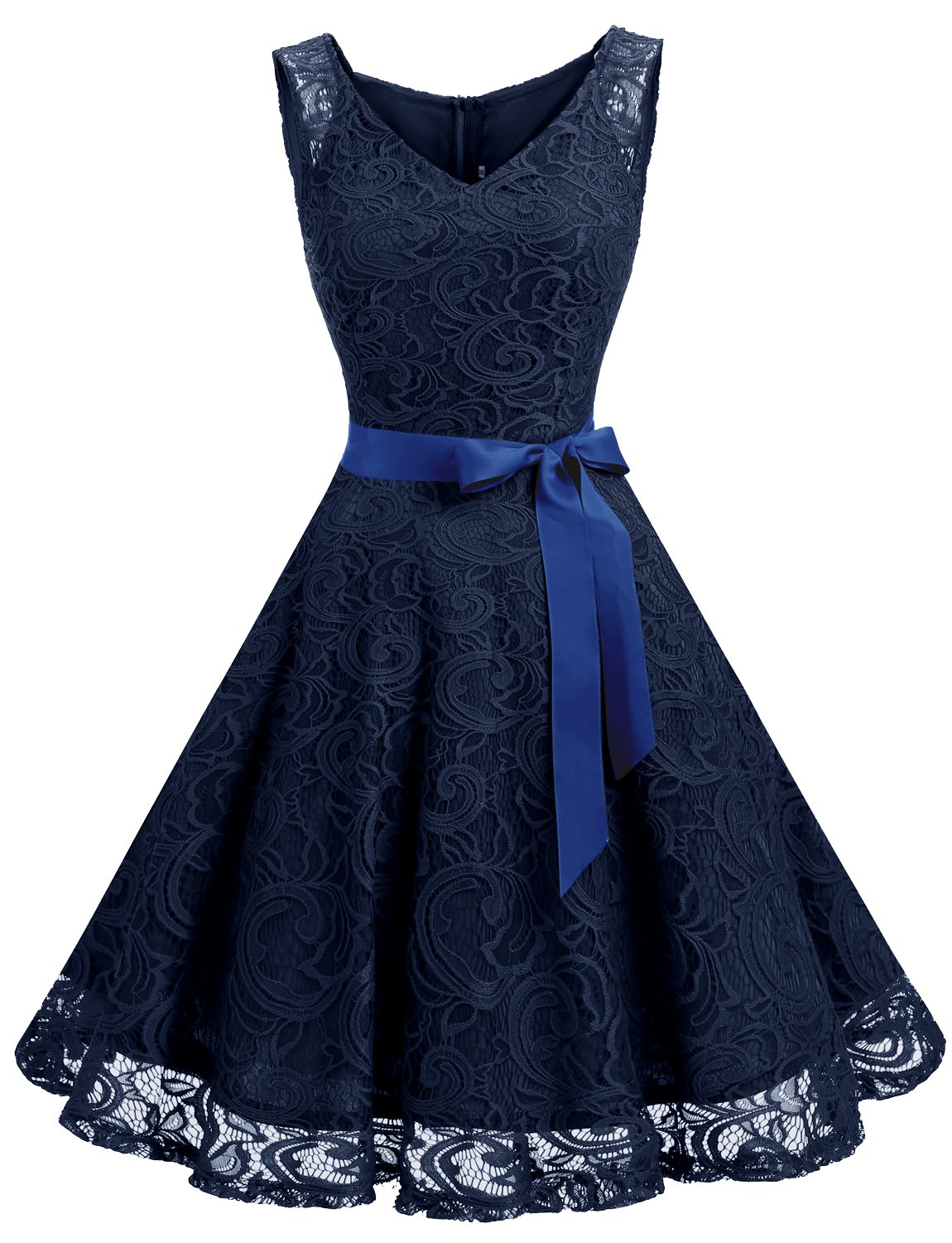 Women Floral Lace Bridesmaid Party Dress Short Prom Dress V Neck