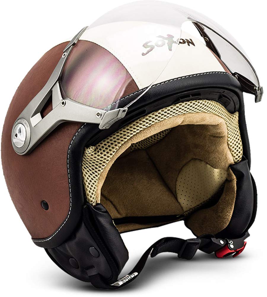 NTNK N325 Urban SOXON Open-Face-Helmet Motorcycle Half Jet Pilot Scooter DOT